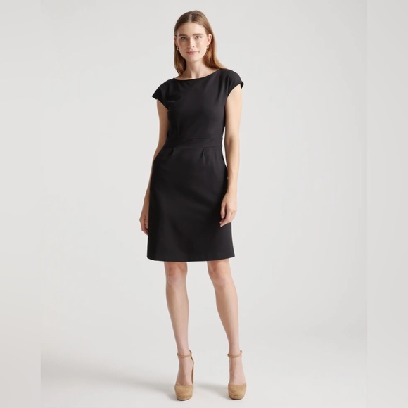 Quince Dresses & Skirts - Quince Ultra-Stretch Ponte Cap Sleeve Dress in Black, Size M